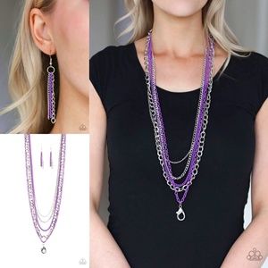 Purple & Siver chain Lanyard